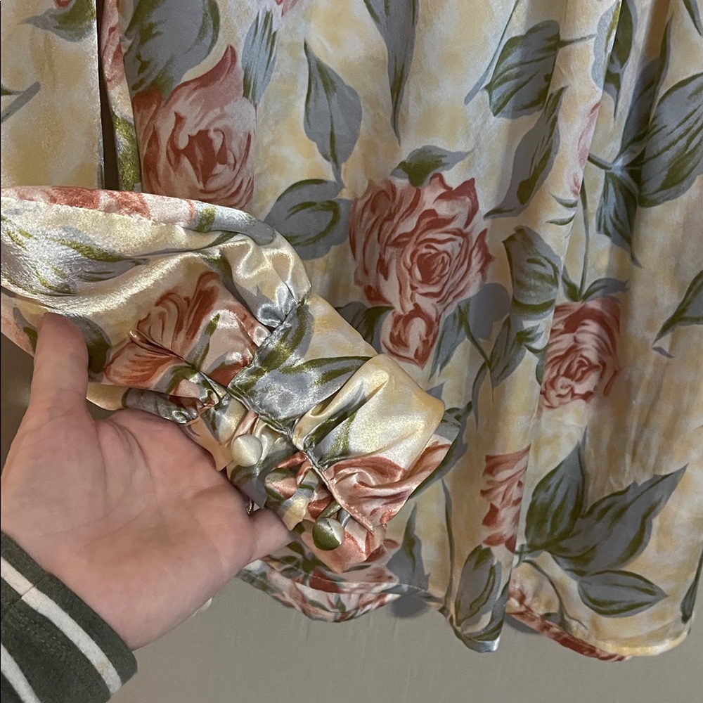 Tess Paris Milano sz 6 vintage floral grandma core high neck button blouse - Picture 2 of 6